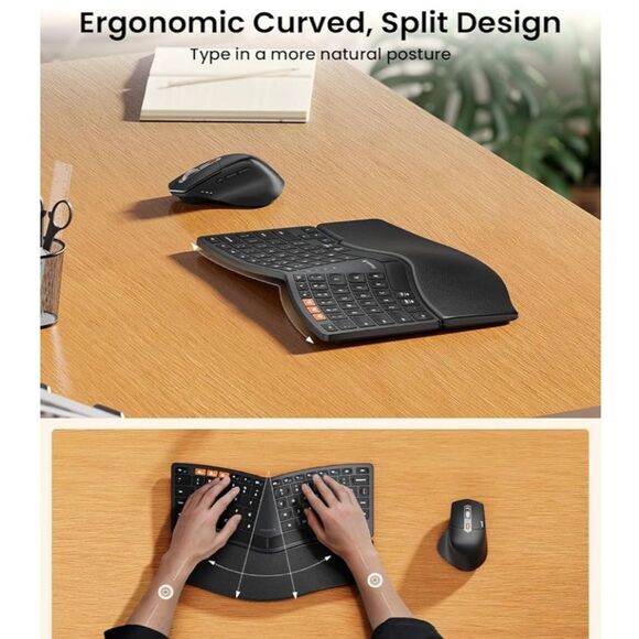 ProtoArc Bluetooth Ergonomic Keyboard Mouse, EKM04 - Picture 2 of 7